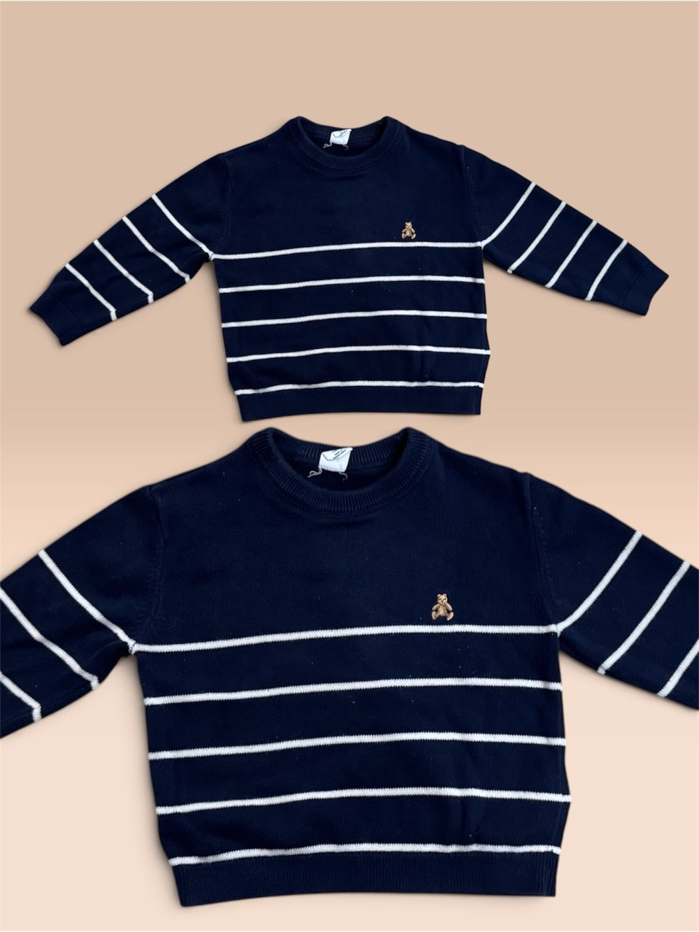 GAP Navy and White Striped Crewneck Sweater